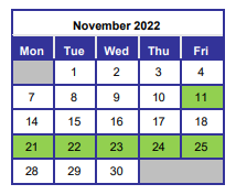 District School Academic Calendar for Destin Elementary School for November 2022