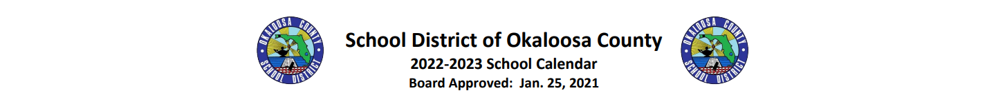 District School Academic Calendar for Okaloosa Academy