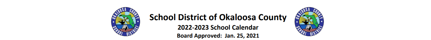 District School Academic Calendar for Okaloosa Applied Tech Center