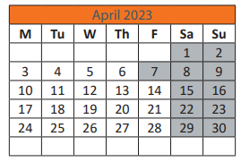 District School Academic Calendar for Taft MS for April 2023