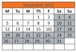 District School Academic Calendar for Classen MS Of Advanced Studies for December 2022