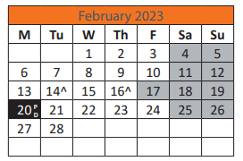 District School Academic Calendar for Astec Charter MS for February 2023
