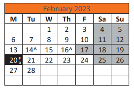 District School Academic Calendar for Adams Elementary School for February 2023