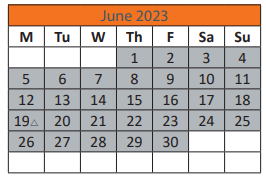 District School Academic Calendar for Parker Elementary School for June 2023
