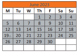 District School Academic Calendar for M.L. King JR. Elementary School for June 2023