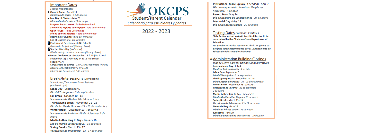 District School Academic Calendar Key for Coolidge Elementary School