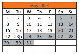 District School Academic Calendar for M.L. King JR. Elementary School for May 2023