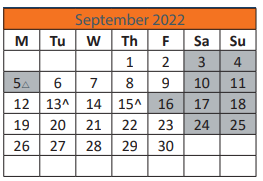 District School Academic Calendar for Adams Elementary School for September 2022