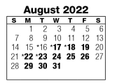 District School Academic Calendar for Early Childhood At Mockingbird for August 2022