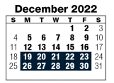 District School Academic Calendar for Saratoga Elementary School for December 2022