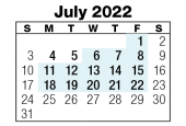 District School Academic Calendar for Early Childhood At Blackburn for July 2022