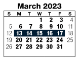 District School Academic Calendar for Blackburn Senior High Program for March 2023