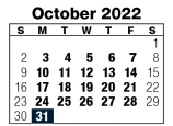 District School Academic Calendar for Early Childhood At Blumfield for October 2022