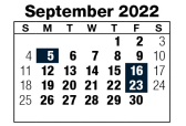 District School Academic Calendar for Early Childhood At Mockingbird for September 2022
