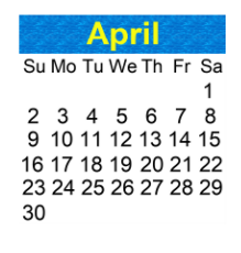 District School Academic Calendar for Pershing Elementary School for April 2023