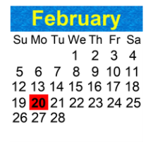 District School Academic Calendar for Evans Ace Center for February 2023
