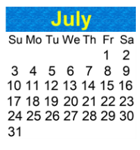 District School Academic Calendar for Clay Springs Elementary School for July 2022
