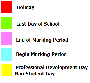 District School Academic Calendar Legend for West Creek Elementary School