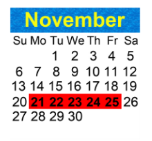 District School Academic Calendar for Endeavor Elementary School for November 2022