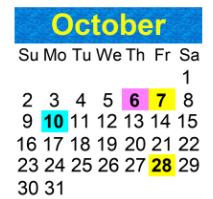 District School Academic Calendar for Clay Springs Elementary School for October 2022