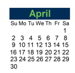 District School Academic Calendar for Ged Exit Option Program for April 2023