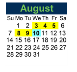 District School Academic Calendar for Ged Exit Option Program for August 2022