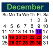 District School Academic Calendar for Parkway Middle School for December 2022