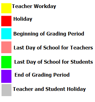 District School Academic Calendar Legend for Discovery Intermediate School