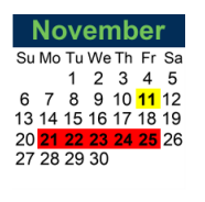 District School Academic Calendar for Ged Exit Option Program for November 2022
