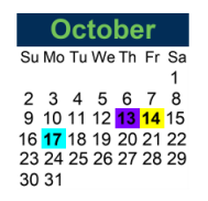 District School Academic Calendar for Ged Exit Option Program for October 2022