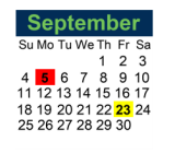 District School Academic Calendar for Sunrise Elementary School for September 2022