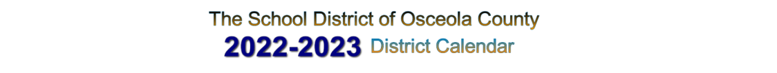 District School Academic Calendar for Adult Learning Center Osceola