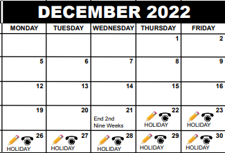 District School Academic Calendar for Chancellor Charter School At Lantana for December 2022