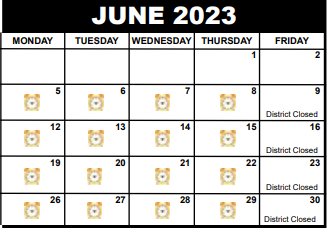 District School Academic Calendar for Christa Mcauliffe Middle School for June 2023