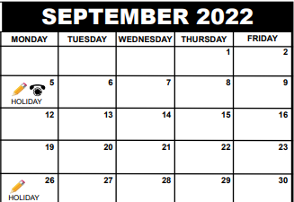 District School Academic Calendar for Forest Hill High Adult Education for September 2022