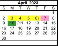 District School Academic Calendar for P L C-pampa Learning Ctr for April 2023