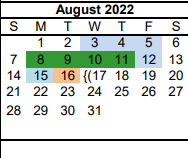 District School Academic Calendar for P L C-pampa Learning Ctr for August 2022