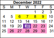 District School Academic Calendar for Pampa Junior High School for December 2022