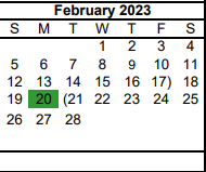 District School Academic Calendar for P L C-pampa Learning Ctr for February 2023