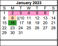 District School Academic Calendar for Pampa Junior High School for January 2023