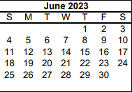 District School Academic Calendar for Pampa Junior High School for June 2023