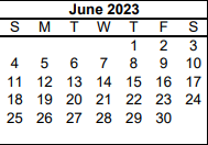 District School Academic Calendar for Travis El for June 2023