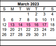 District School Academic Calendar for Pampa Junior High School for March 2023
