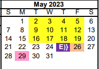 District School Academic Calendar for P L C-pampa Learning Ctr for May 2023