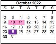District School Academic Calendar for Pampa Junior High School for October 2022