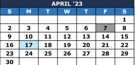 District School Academic Calendar for Park View Intermediate for April 2023