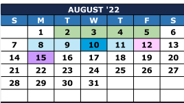 District School Academic Calendar for The Summit High School for August 2022