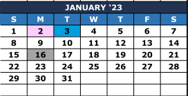 District School Academic Calendar for The Summit Intermediate for January 2023