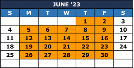District School Academic Calendar for Burnett Guidance Ctr for June 2023