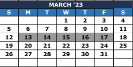 District School Academic Calendar for Excel Academy (jjaep) for March 2023